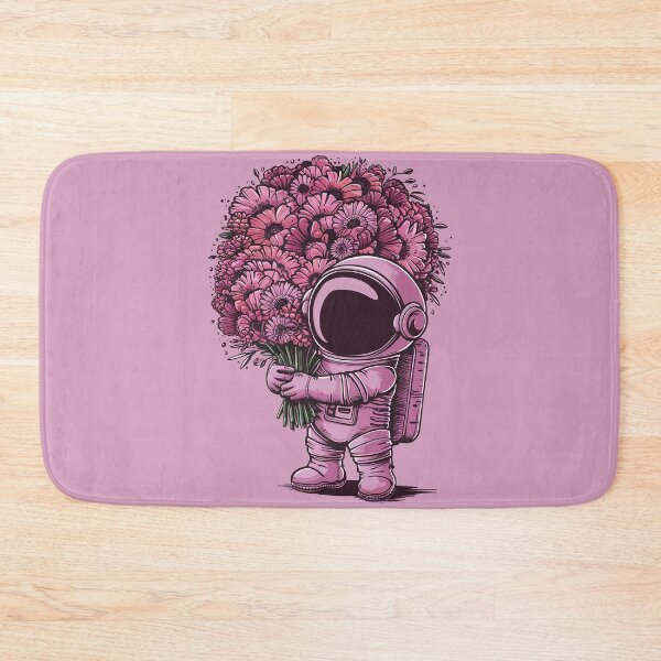 Item preview, super cute and mischievous astronaut holds a giant flowers bouquet. designed and sold by 90's Misaki.