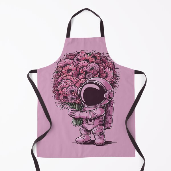 Item preview, super cute and mischievous astronaut holds a giant flowers bouquet. designed and sold by 90's Misaki.