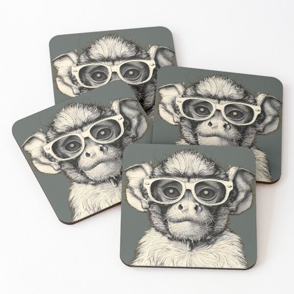 Item preview, Specs Savvy Simian - Scholarly Primate Portrait designed and sold by ElegantQuirk.