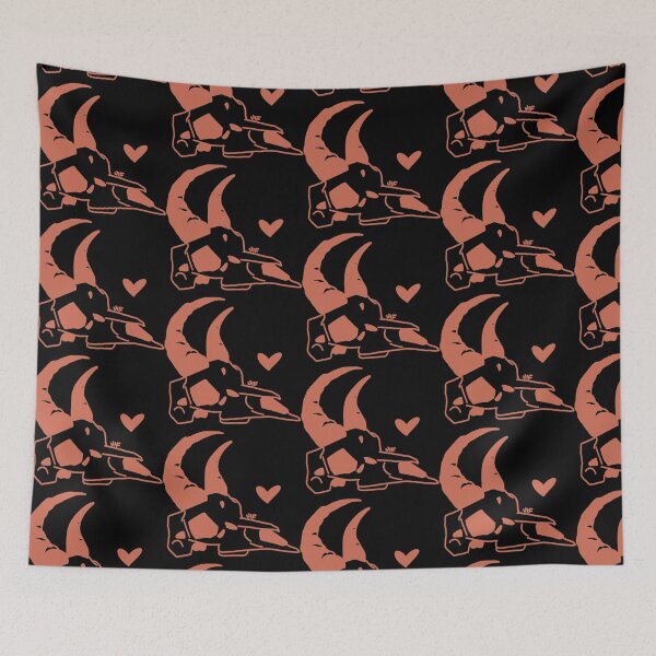Item preview, #074 Gazelle Skull - Filled In - Red on Black designed and sold by Jasmine Froley.
