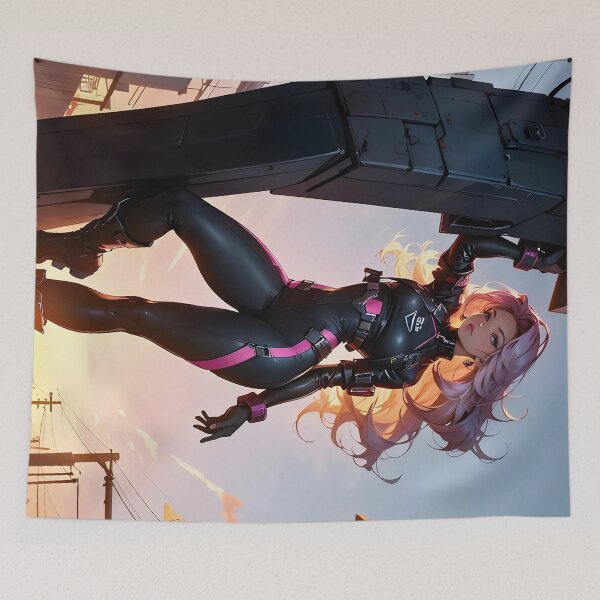 Item preview, Post Apocalyptic scenery Anime Babe retro 80s style designed and sold by BorgSpareParts.