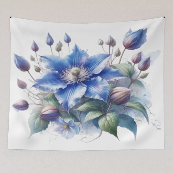 Item preview, Delicate bud splendour: Blue clematis blooms in full beauty designed and sold by FotoworldEdel.