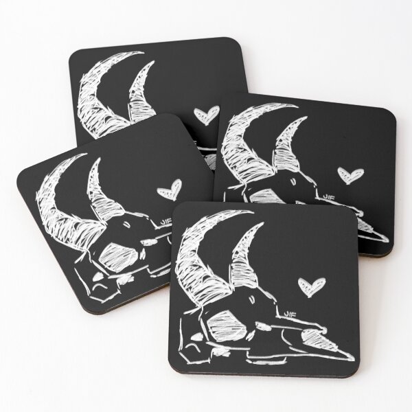 Item preview, #074 Cráneo de gacela - Boceto relleno - Blanco sobre negro designed and sold by Jasmine Froley.