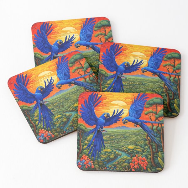 Item preview, Hyacinth Macaws over jungle trees designed and sold by George Hutton Hunter.