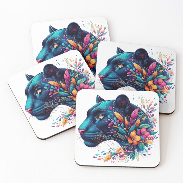 Item preview, A beautiful panther with colorful leaves and flowers. designed and sold by Marcoshop10.