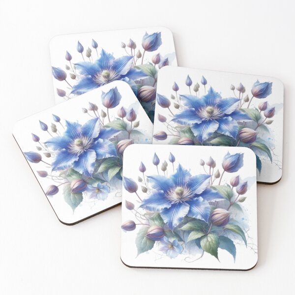 Item preview, Delicate bud splendour: Blue clematis blooms in full beauty designed and sold by FotoworldEdel.