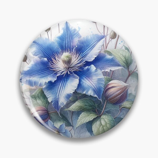 Item preview, Delicate bud splendour: Blue clematis blooms in full beauty designed and sold by FotoworldEdel.