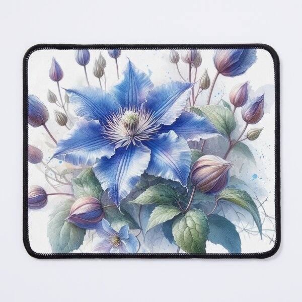 Item preview, Delicate bud splendour: Blue clematis blooms in full beauty designed and sold by FotoworldEdel.