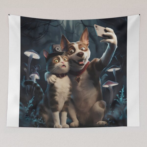 Item preview, Friendship between a dog and a cat. designed and sold by MyHappyArtShop.