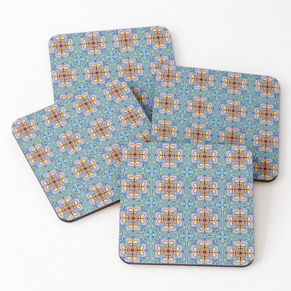 Item preview, Stylized floral tile pattern designed and sold by RedLeafPine.
