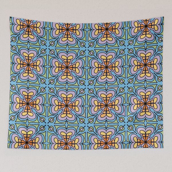 Item preview, Stylized floral tile pattern designed and sold by RedLeafPine.