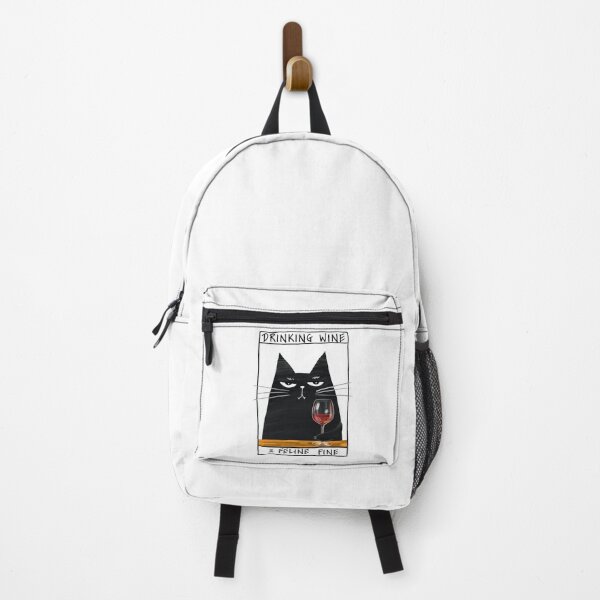 Item preview, Funny black cat and inscription "Drinking wine" designed and sold by Makitsu Neko.