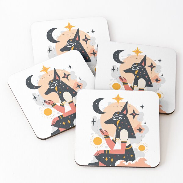 Item preview, Anubis / Anput God of Death and Afterlife with Stars, Moon and Sun designed and sold by Mikkilina.