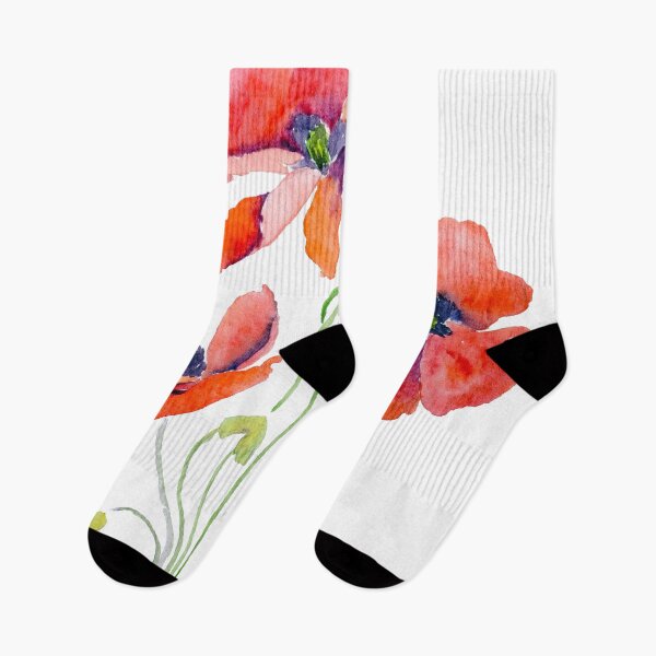 Item preview, 3 red and orange poppies watercolor hand painted  designed and sold by ColorandColor.