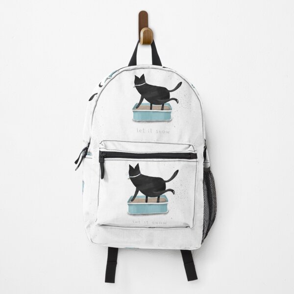 Item preview, Cartoon black cat with cat litter box and the inscription "let it snow" designed and sold by Makitsu Neko.