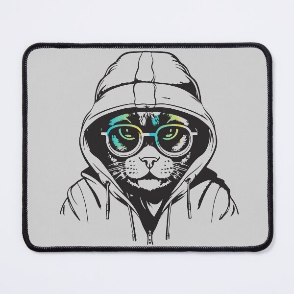 Item preview, Hacker cat wearing a sweatshirt designed and sold by mando24895.