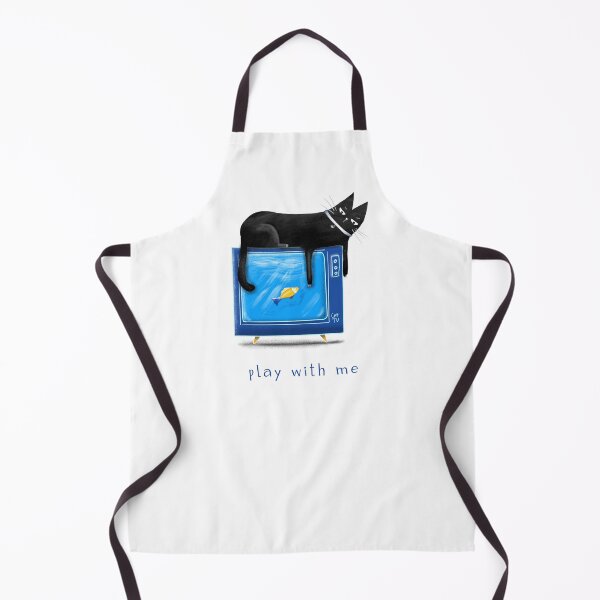 Item preview, Cartoon black cat with a TV and a fish on the screen and the inscription "Play with me" designed and sold by Makitsu Neko.