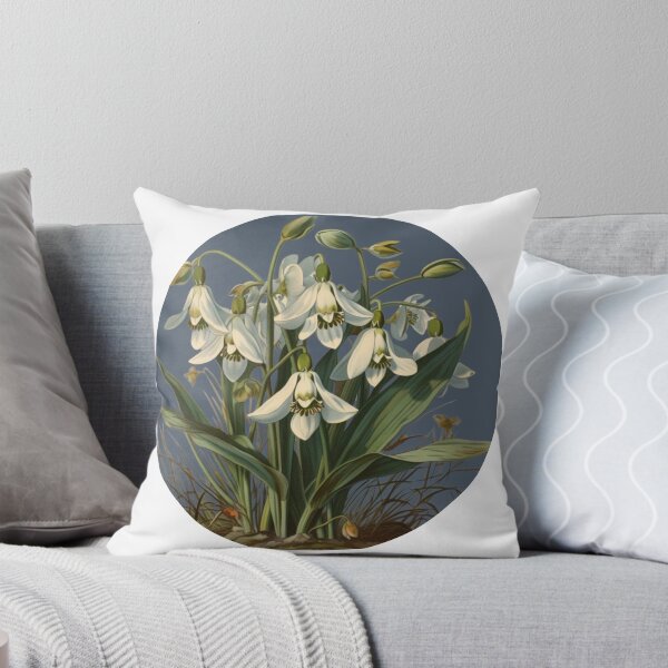 Item preview, Snowdrops Flower: January Birth flower - Watercolour Art Nouveau Inspired Snowdrop Flower Round Design designed and sold by DarlaEdnaFleur.