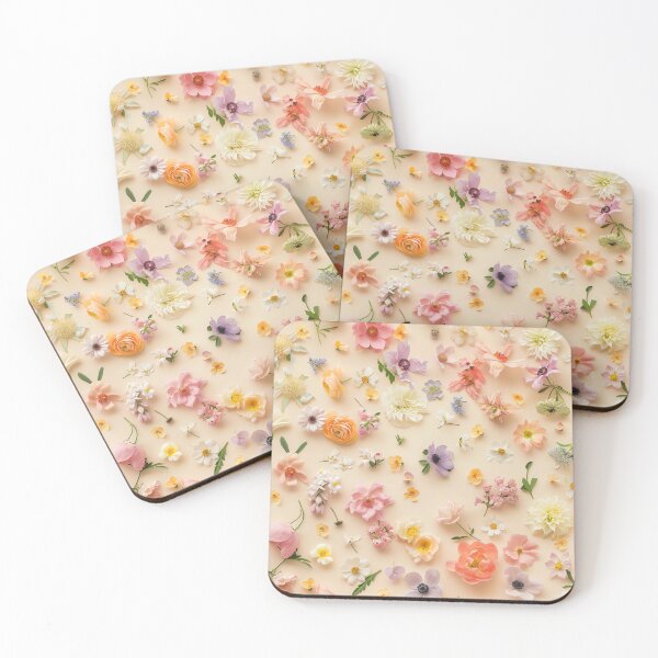 Item preview, A creative flat lay of assorted floral blooms forming designed and sold by sample325.