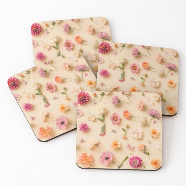 Item preview, A creative flat lay of assorted floral blooms forming designed and sold by sample325.