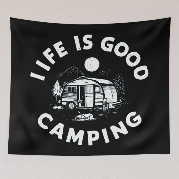 Item preview, Life Is Good Camping  designed and sold by Hairball-Pets.