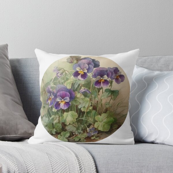 Item preview, Violet Flower: February Birth flower - Watercolour Art Nouveau Inspired Violet Flower Round Design designed and sold by DarlaEdnaFleur.