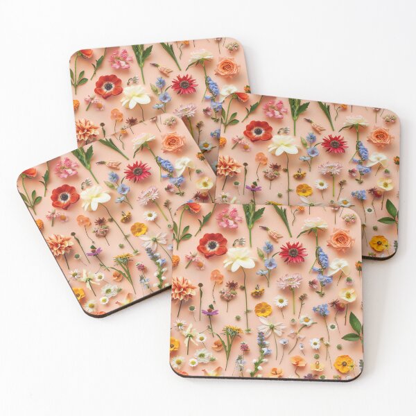 Item preview, A creative flat lay of assorted floral blooms forming designed and sold by sample325.