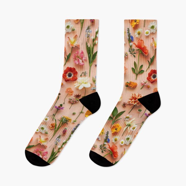 Item preview, A creative flat lay of assorted floral blooms forming designed and sold by sample325.