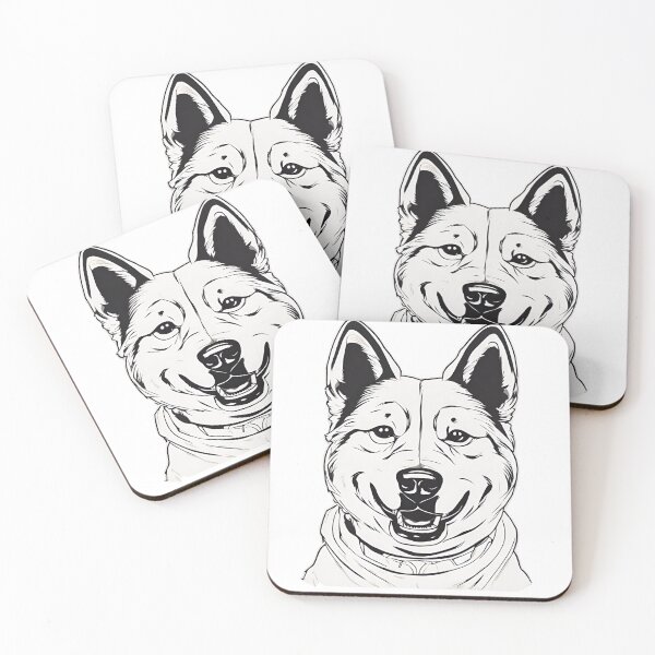 Item preview, Black and white Japanese akita shikoku dog designed and sold by MollyPetDesigns.