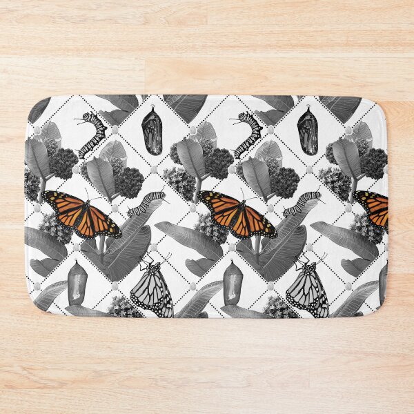 Item preview, Greyscale Monarch Lifecycle Pattern with Orange Butterfly designed and sold by Carleah Unique.