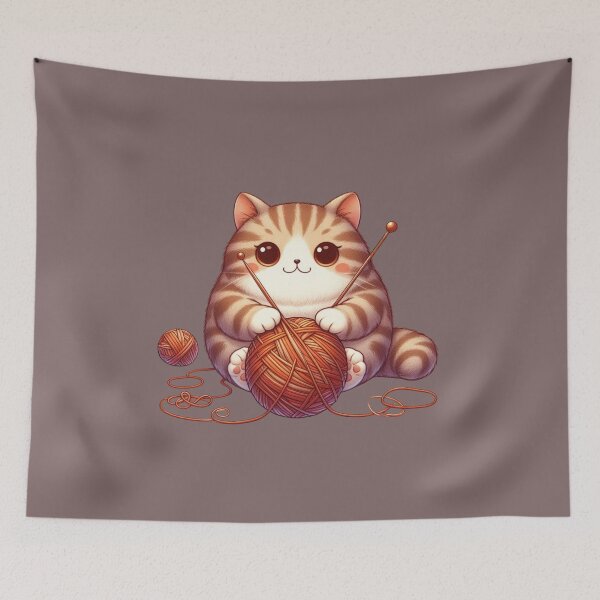 Item preview, cat knitting designed and sold by jkrphoto.