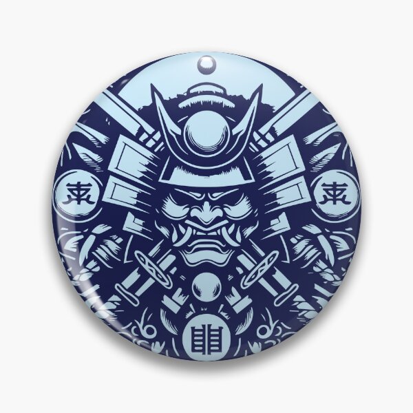 Item preview, Samurai mask surrounded by swords and Japanese emblems. designed and sold by KoandZo.