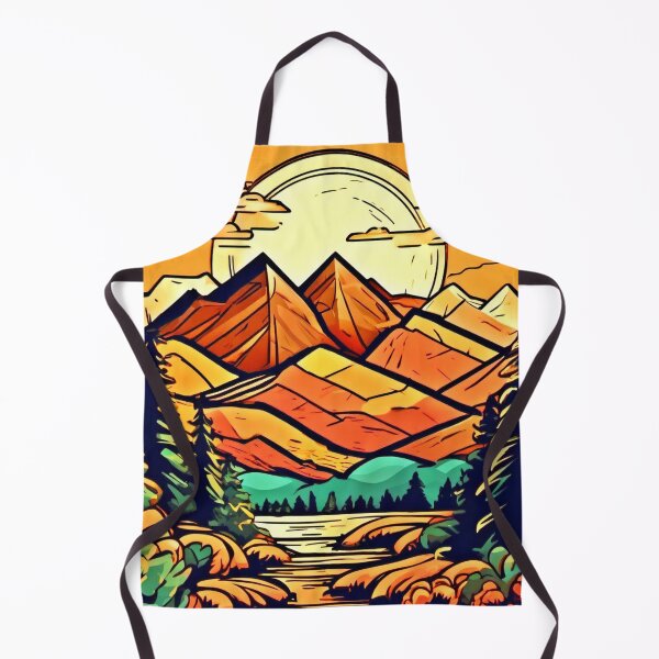 Item preview, Vibrant Cartoon Sun & Pine Mountains designed and sold by Health And Fitness Posts e-Store.