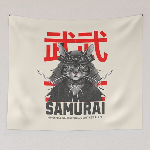 Item preview, Japanese Samurai Cat, Ninja Cat, Cat Assasin designed and sold by Mariana Piana.