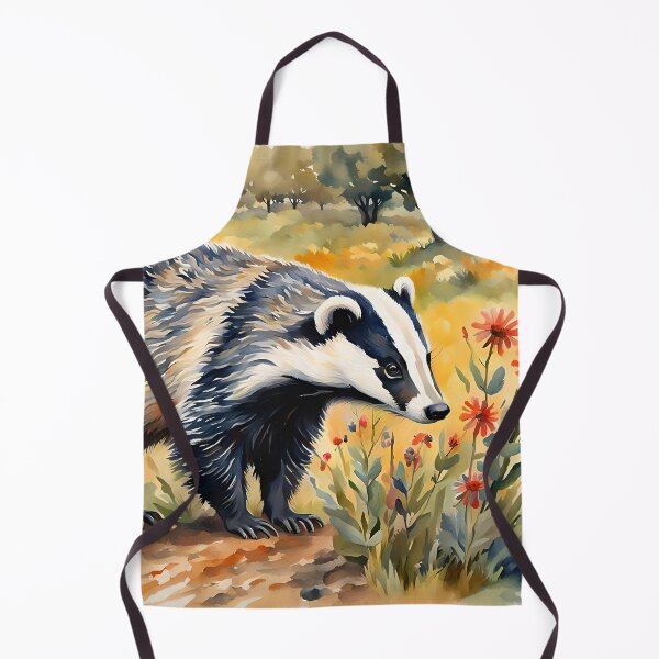 Artikelvorschau, „Dachs & Wildblumen“ – Britische Tierwelt, Aquarellstil entworfen und verkauft von Country-Artist.