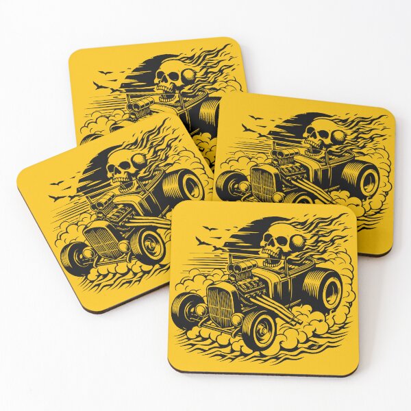 Item preview, A flaming skull races a hotrod designed and sold by KoandZo.