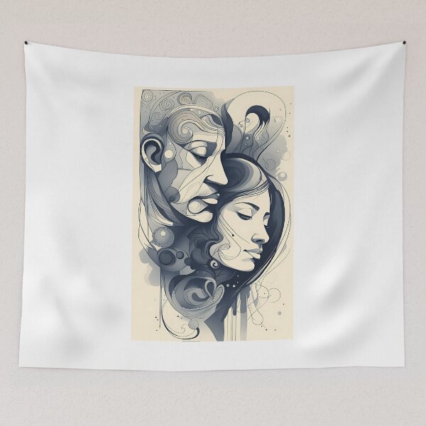 Item preview, Abstract couples faces in ink designed and sold by K1ndo.