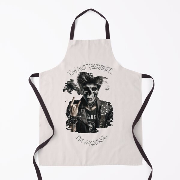 Item preview, Rock skeleton and electric guitar with the phrase: "I'm not perfect, I'm a rocker" designed and sold by StyleFused.