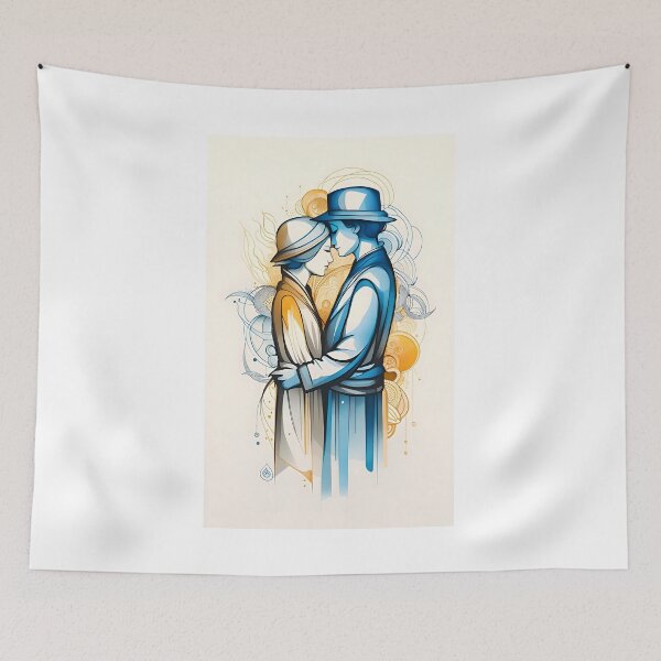 Item preview, Lively Gold & blue couple designed and sold by K1ndo.