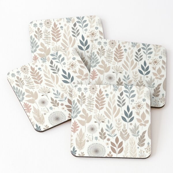 Item preview, Abstract Folk Art Neutral Colours Floral Leaf Pattern designed and sold by CreativeCanvas8.