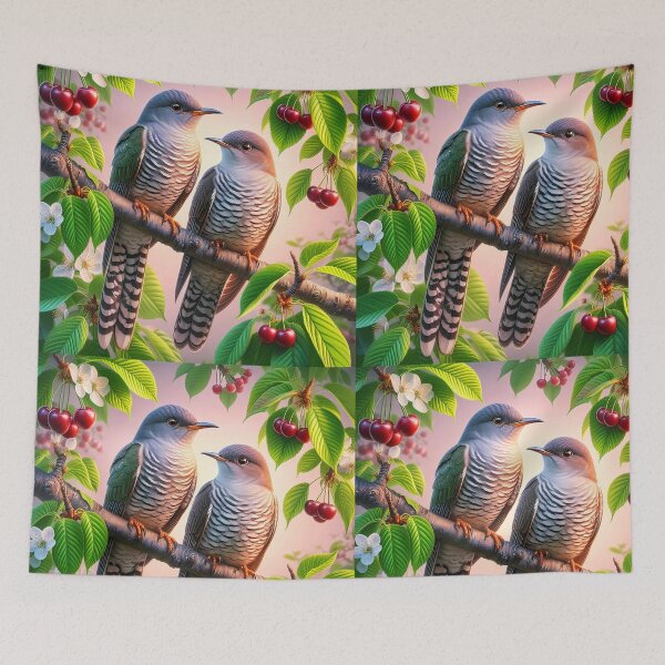 Item preview, Two common Cuckoos on a cherry tree designed and sold by EmeraldeaArt.