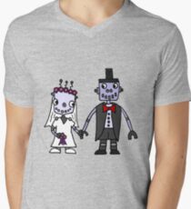 Funny Cool Robot Wedding Cartoon Men's V-Neck T-Shirt