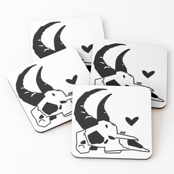 Item preview, #074 Gazelle Skull - Filled In - Black on White designed and sold by Jasmine Froley.