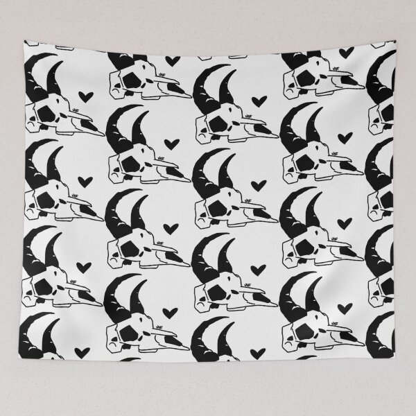 Item preview, #074 Gazelle Skull - Filled In - Black on White designed and sold by Jasmine Froley.
