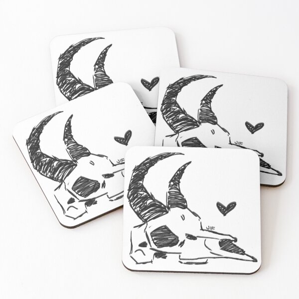 Item preview, #074 Cráneo de gacela - Boceto relleno - Negro sobre blanco designed and sold by Jasmine Froley.