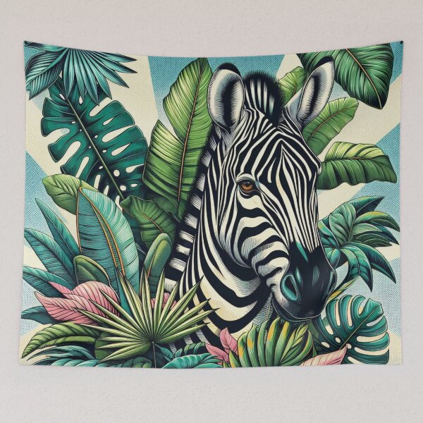 Artikelvorschau, Tropisches Zebra in Blaugrün entworfen und verkauft von DesignsByPrnces.