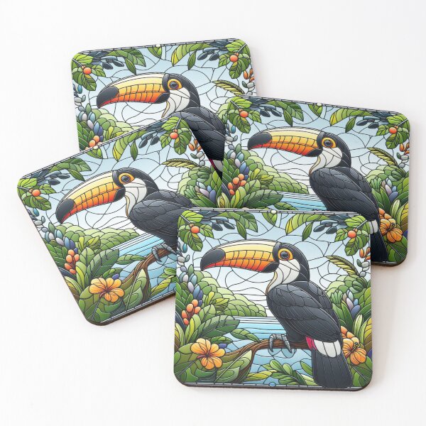Item preview, Stained glass window with Toucan designed and sold by Wild-way Art.