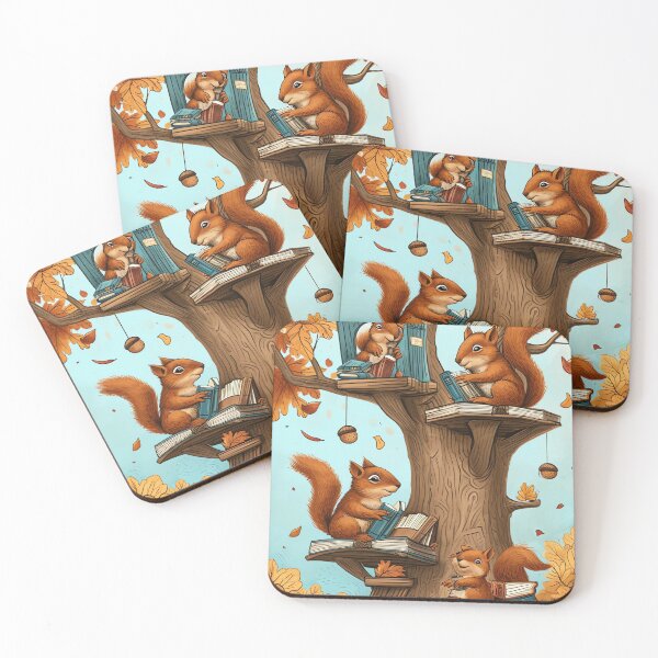 Item preview, Autumn Treehouse Squirrels designed and sold by cute-animals99.
