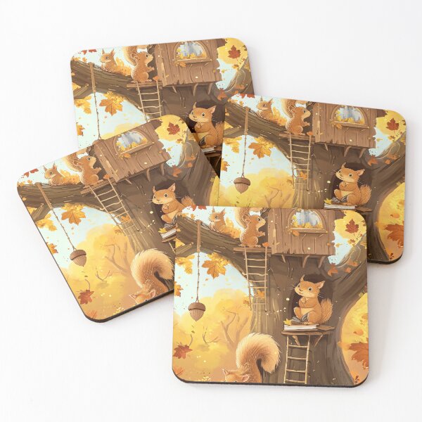 Item preview, Autumn Treehouse Squirrels designed and sold by cute-animals99.