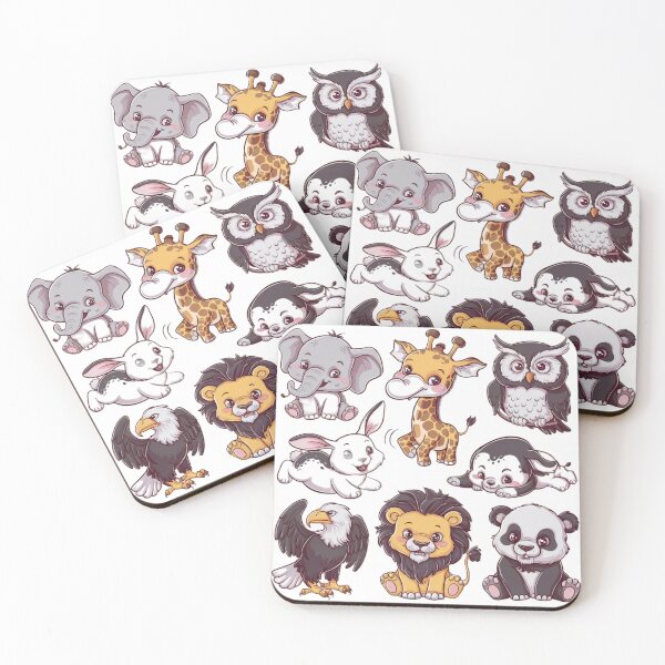 Item preview, Cute elephant, a playful giraffe, a wise owl, a hopping bunny, a majestic eagle, an awesome lion, a cheerful panda designed and sold by 123ks.
